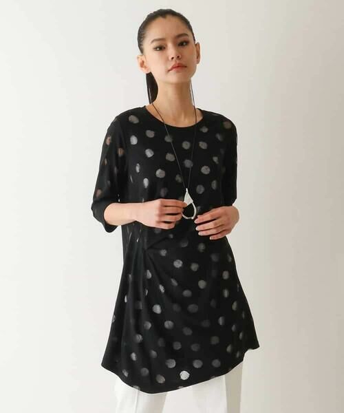 HIROKO BIS GRANDE / ヒロコビス グランデ チュニック | 【大きいサイズ】ドットシアータックデザインチュニック /洗える | 詳細13