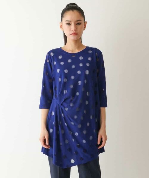 HIROKO BIS GRANDE / ヒロコビス グランデ チュニック | 【大きいサイズ】ドットシアータックデザインチュニック /洗える | 詳細6