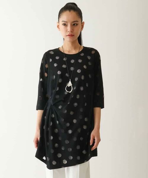 HIROKO BIS GRANDE / ヒロコビス グランデ チュニック | 【大きいサイズ】ドットシアータックデザインチュニック /洗える | 詳細16