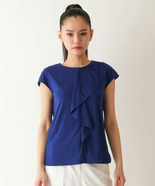 HIROKO BIS GRANDE / ヒロコビス グランデ カットソー | 【大きいサイズ】アシンメトリーフリルデザインノースリーブプルオーバー /洗える | 詳細7