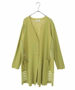 HIROKO BIS GRANDE / ヒロコビス グランデ カーディガン・ボレロ | 【大きいサイズ/接触冷感】シアーボーダーアクセントニットカーディガン /洗える