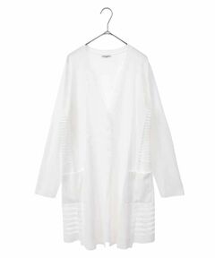 HIROKO BIS GRANDE / ヒロコビス グランデ カーディガン・ボレロ | 【大きいサイズ/接触冷感】シアーボーダーアクセントニットカーディガン /洗える