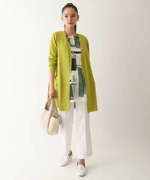 HIROKO BIS GRANDE / ヒロコビス グランデ カーディガン・ボレロ | 【大きいサイズ/接触冷感】シアーボーダーアクセントニットカーディガン /洗える | 詳細16