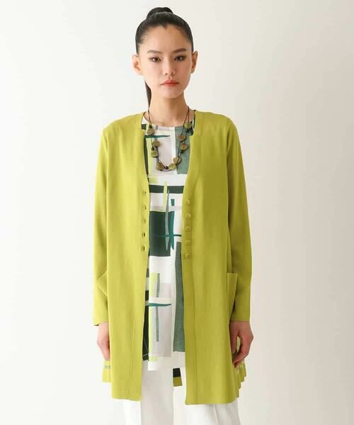 HIROKO BIS GRANDE / ヒロコビス グランデ カーディガン・ボレロ | 【大きいサイズ/接触冷感】シアーボーダーアクセントニットカーディガン /洗える | 詳細7