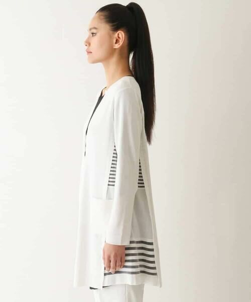 HIROKO BIS GRANDE / ヒロコビス グランデ カーディガン・ボレロ | 【大きいサイズ/接触冷感】シアーボーダーアクセントニットカーディガン /洗える | 詳細9