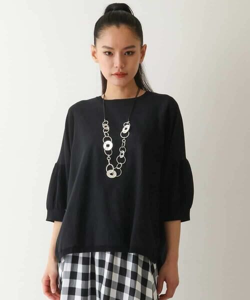 HIROKO BIS GRANDE / ヒロコビス グランデ ニット・セーター | 【大きいサイズ/接触冷感】パフスリーブニットプルオーバー /洗える | 詳細18