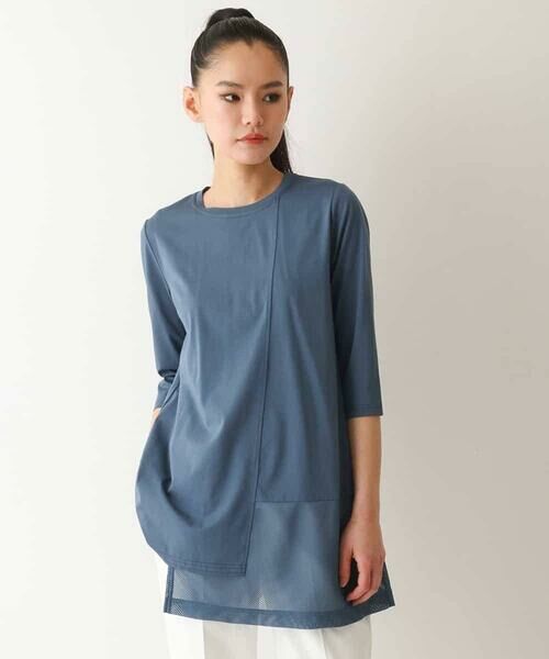 HIROKO BIS GRANDE / ヒロコビス グランデ チュニック | 【大きいサイズ/UVカット/遮熱性】メッシュ切り替えデザインチュニック /洗濯機で洗える | 詳細8