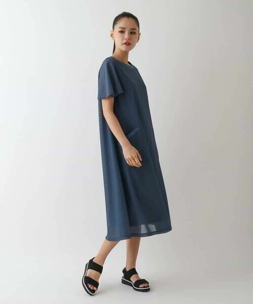 HIROKO BIS GRANDE / ヒロコビス グランデ ロング・マキシ丈ワンピース | 【大きいサイズ/UVカット/遮熱性】ラッセルメッシュAラインワンピース /洗濯機で洗える | 詳細12