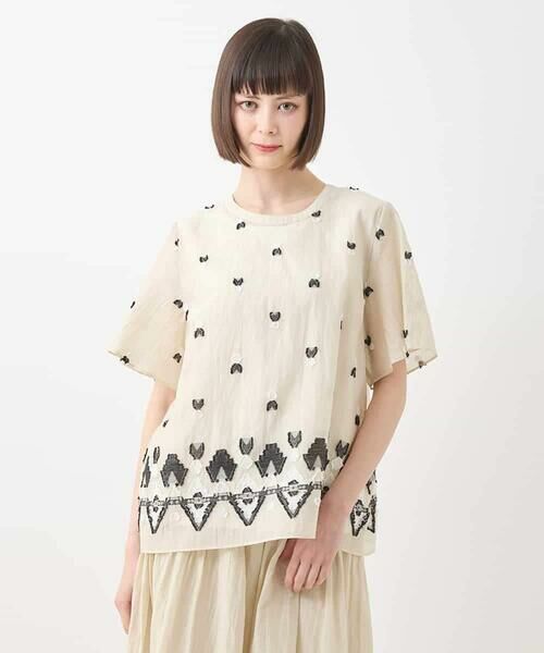 HIROKO BIS GRANDE / ヒロコビス グランデ シャツ・ブラウス | 【大きいサイズ】エスニックモチーフコンパクトブラウス /洗える | 詳細15