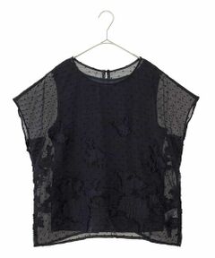 HIROKO BIS GRANDE / ヒロコビス グランデ シャツ・ブラウス | 【大きいサイズ】ドットフラワージャカードブラウス