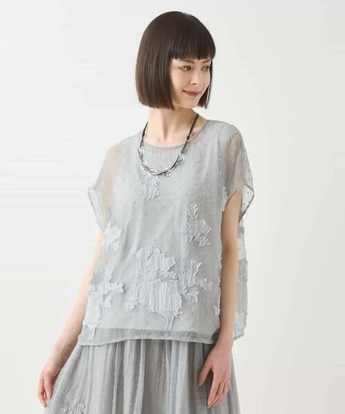 HIROKO BIS GRANDE / ヒロコビス グランデ シャツ・ブラウス | 【大きいサイズ】ドットフラワージャカードブラウス | 詳細13