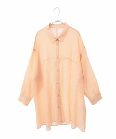 HIROKO BIS GRANDE / ヒロコビス グランデ シャツ・ブラウス | 【大きいサイズ】シュリンクシアーロングシャツ /洗える