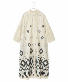 HIROKO BIS GRANDE / ヒロコビス グランデ ロング・マキシ丈ワンピース | 【大きいサイズ】エスニックモチーフドレス /洗える