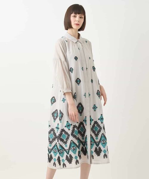 HIROKO BIS GRANDE / ヒロコビス グランデ ロング・マキシ丈ワンピース | 【大きいサイズ】エスニックモチーフドレス /洗える | 詳細10