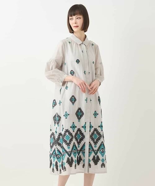 HIROKO BIS GRANDE / ヒロコビス グランデ ロング・マキシ丈ワンピース | 【大きいサイズ】エスニックモチーフドレス /洗える | 詳細22