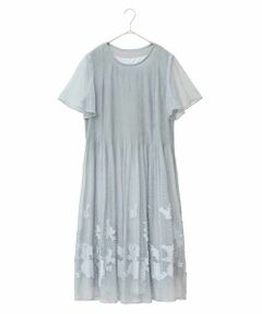 HIROKO BIS GRANDE / ヒロコビス グランデ ロング・マキシ丈ワンピース | 【大きいサイズ】ドットフラワーシャーリング切り替えワンピース