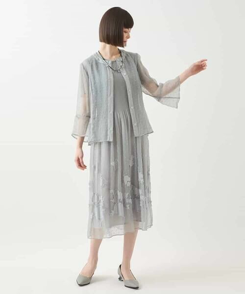 HIROKO BIS GRANDE / ヒロコビス グランデ ロング・マキシ丈ワンピース | 【大きいサイズ】ドットフラワーシャーリング切り替えワンピース | 詳細16