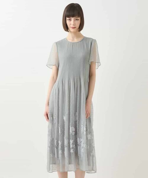 HIROKO BIS GRANDE / ヒロコビス グランデ ロング・マキシ丈ワンピース | 【大きいサイズ】ドットフラワーシャーリング切り替えワンピース | 詳細9