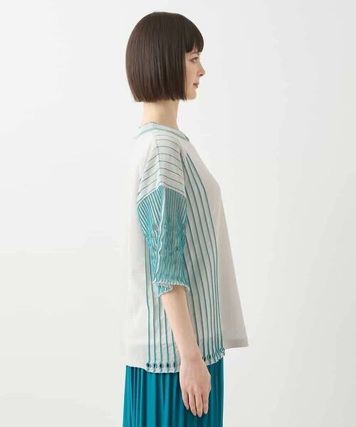 HIROKO BIS GRANDE / ヒロコビス グランデ ニット・セーター | 【大きいサイズ】ペーパーヤーンデザインニットプルオーバー /洗える | 詳細2