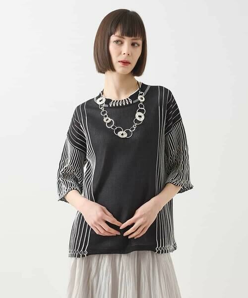 HIROKO BIS GRANDE / ヒロコビス グランデ ニット・セーター | 【大きいサイズ】ペーパーヤーンデザインニットプルオーバー /洗える | 詳細15