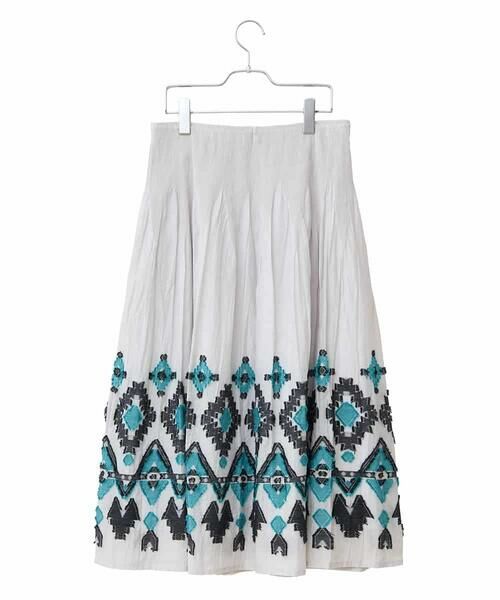 HIROKO BIS GRANDE / ヒロコビス グランデ ロング・マキシ丈スカート | 【大きいサイズ】エスニックモチーフシャーリングスカート /洗える | 詳細1