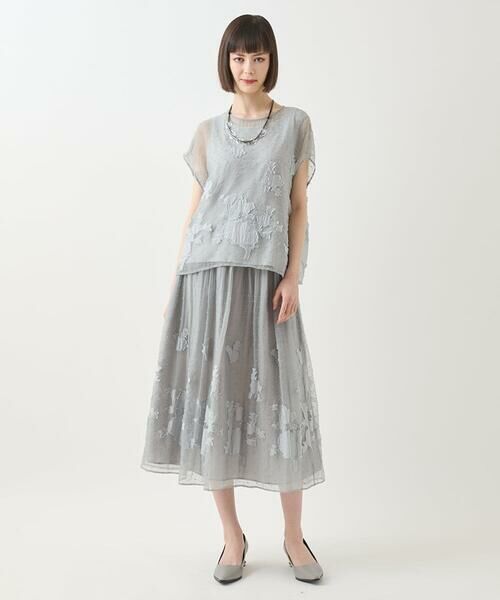 HIROKO BIS GRANDE / ヒロコビス グランデ ロング・マキシ丈スカート | 【大きいサイズ】ドットフラワーシャーリングスカート | 詳細15