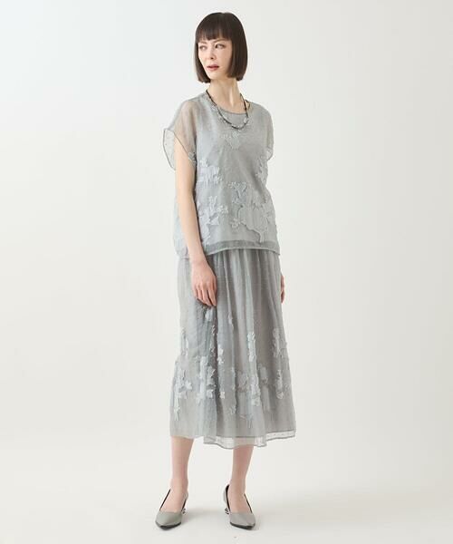 HIROKO BIS GRANDE / ヒロコビス グランデ ロング・マキシ丈スカート | 【大きいサイズ】ドットフラワーシャーリングスカート | 詳細16