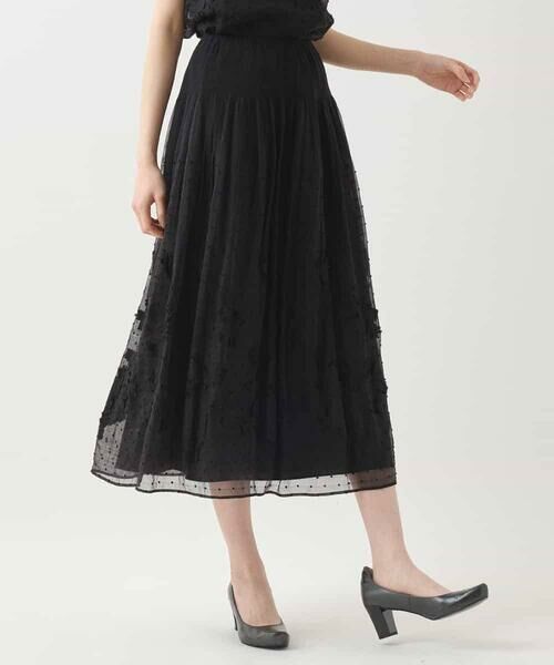 HIROKO BIS GRANDE / ヒロコビス グランデ ロング・マキシ丈スカート | 【大きいサイズ】ドットフラワーシャーリングスカート | 詳細9