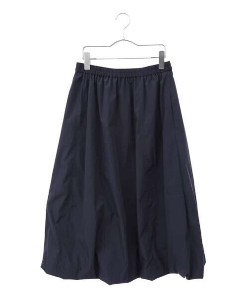 HIROKO BIS GRANDE / ヒロコビス グランデ ロング・マキシ丈スカート | 【大きいサイズ/撥水】ストレッチタフタバルーンヘムスカート /洗濯機で洗える（ネイビー）