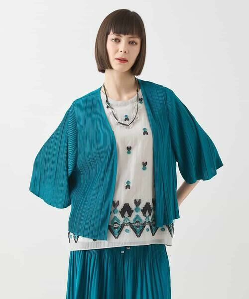HIROKO BIS GRANDE / ヒロコビス グランデ カーディガン・ボレロ | 【大きいサイズ/接触冷感】ランダムプリーツショートカーディガン /洗える | 詳細6