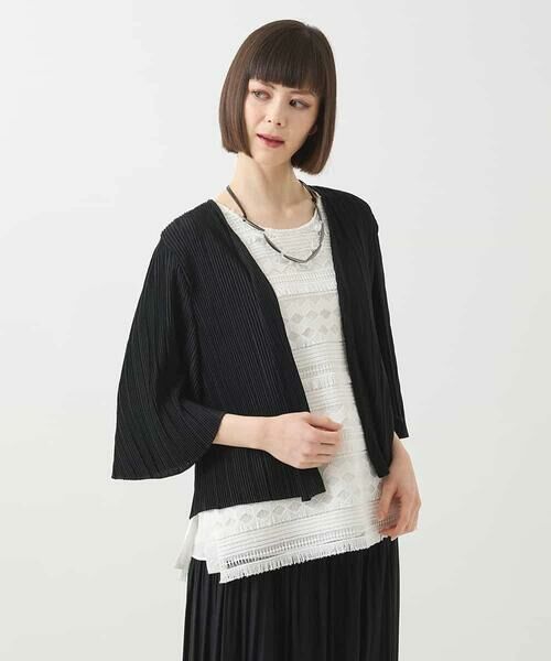 HIROKO BIS GRANDE / ヒロコビス グランデ カーディガン・ボレロ | 【大きいサイズ/接触冷感】ランダムプリーツショートカーディガン /洗える | 詳細16