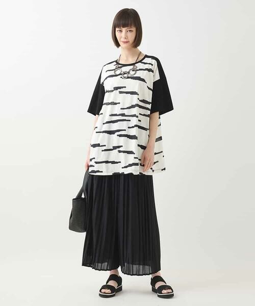 HIROKO BIS GRANDE / ヒロコビス グランデ チュニック | 【大きいサイズ】モノトーンジャカードデザインチュニックカットソー /洗える | 詳細10