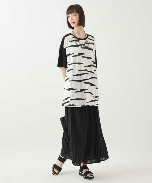 HIROKO BIS GRANDE / ヒロコビス グランデ チュニック | 【大きいサイズ】モノトーンジャカードデザインチュニックカットソー /洗える | 詳細11