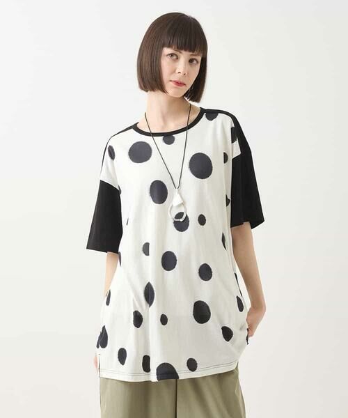 HIROKO BIS GRANDE / ヒロコビス グランデ チュニック | 【大きいサイズ】モノトーンジャカードデザインチュニックカットソー /洗える | 詳細5