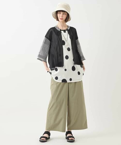 HIROKO BIS GRANDE / ヒロコビス グランデ チュニック | 【大きいサイズ】モノトーンジャカードデザインチュニックカットソー /洗える | 詳細8