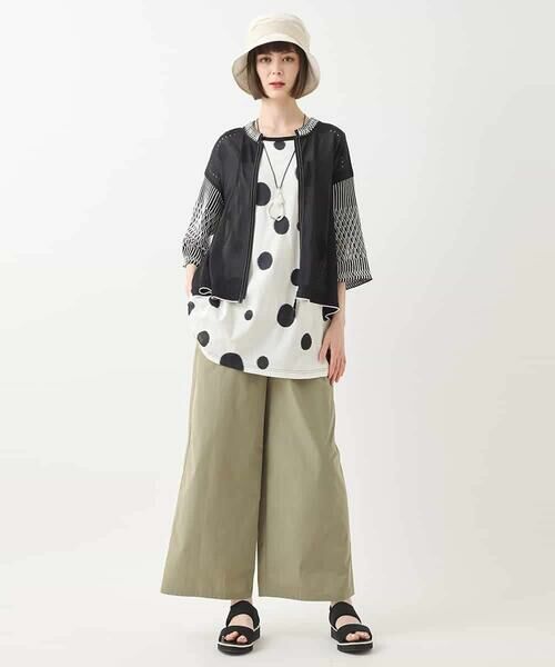 HIROKO BIS GRANDE / ヒロコビス グランデ チュニック | 【大きいサイズ】モノトーンジャカードデザインチュニックカットソー /洗える | 詳細9