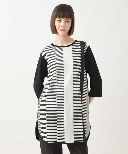 HIROKO BIS GRANDE / ヒロコビス グランデ チュニック | 【大きいサイズ】モノトーンジャカードチュニックプルオーバー /洗える | 詳細6