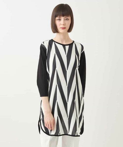 HIROKO BIS GRANDE / ヒロコビス グランデ チュニック | 【大きいサイズ】モノトーンジャカードチュニックプルオーバー /洗える | 詳細7