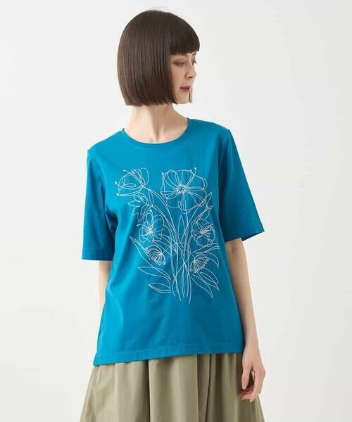 HIROKO BIS GRANDE / ヒロコビス グランデ カットソー | 【大きいサイズ】ステッチ刺繍デザインTシャツ /洗える | 詳細12