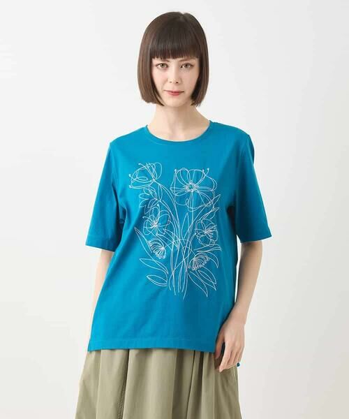 HIROKO BIS GRANDE / ヒロコビス グランデ カットソー | 【大きいサイズ】ステッチ刺繍デザインTシャツ /洗える | 詳細8