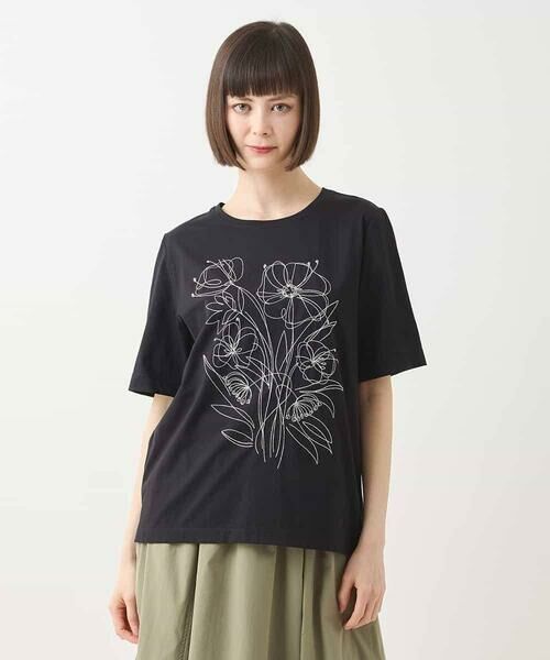 HIROKO BIS GRANDE / ヒロコビス グランデ カットソー | 【大きいサイズ】ステッチ刺繍デザインTシャツ /洗える | 詳細21