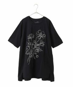 HIROKO BIS GRANDE / ヒロコビス グランデ チュニック | 【大きいサイズ】ステッチ刺繍デザインチュニックTシャツ /洗える