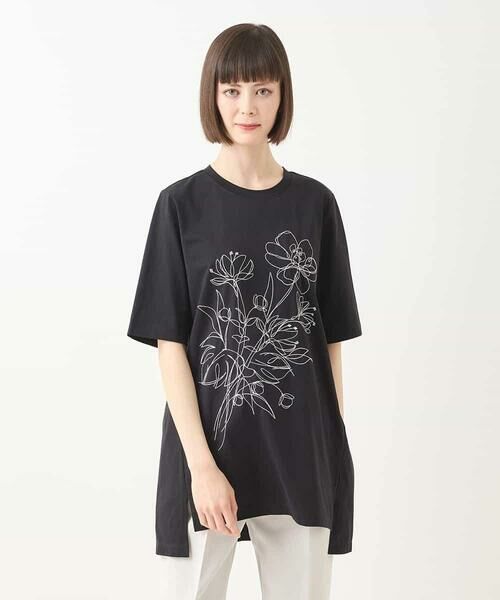 HIROKO BIS GRANDE / ヒロコビス グランデ チュニック | 【大きいサイズ】ステッチ刺繍デザインチュニックTシャツ /洗える | 詳細10