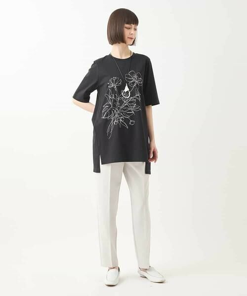 HIROKO BIS GRANDE / ヒロコビス グランデ チュニック | 【大きいサイズ】ステッチ刺繍デザインチュニックTシャツ /洗える | 詳細12