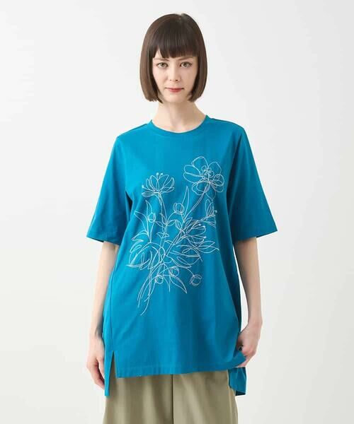 HIROKO BIS GRANDE / ヒロコビス グランデ チュニック | 【大きいサイズ】ステッチ刺繍デザインチュニックTシャツ /洗える | 詳細13