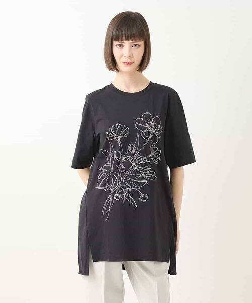 HIROKO BIS GRANDE / ヒロコビス グランデ チュニック | 【大きいサイズ】ステッチ刺繍デザインチュニックTシャツ /洗える | 詳細20
