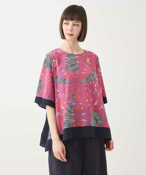 HIROKO BIS GRANDE / ヒロコビス グランデ カットソー | 【大きいサイズ】デジタルパターンデザインプルオーバー /洗濯機で洗える | 詳細1