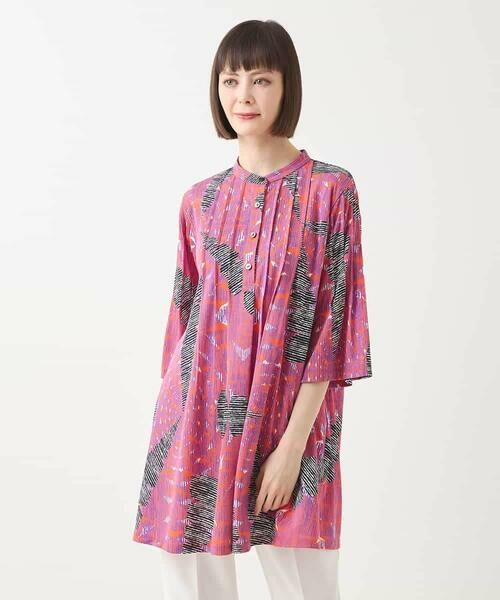 HIROKO BIS GRANDE / ヒロコビス グランデ チュニック | 【大きいサイズ】デジタルパターンチュニックブラウス /洗える | 詳細14