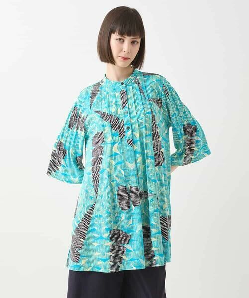 HIROKO BIS GRANDE / ヒロコビス グランデ チュニック | 【大きいサイズ】デジタルパターンチュニックブラウス /洗える | 詳細7