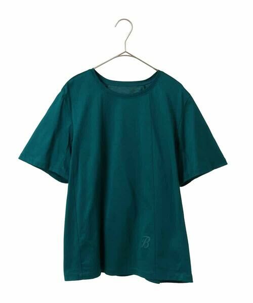 HIROKO BIS GRANDE / ヒロコビス グランデ カットソー | 【大きいサイズ】カーブ切り替えコットンカットソー /洗える(ブルーグリーン)